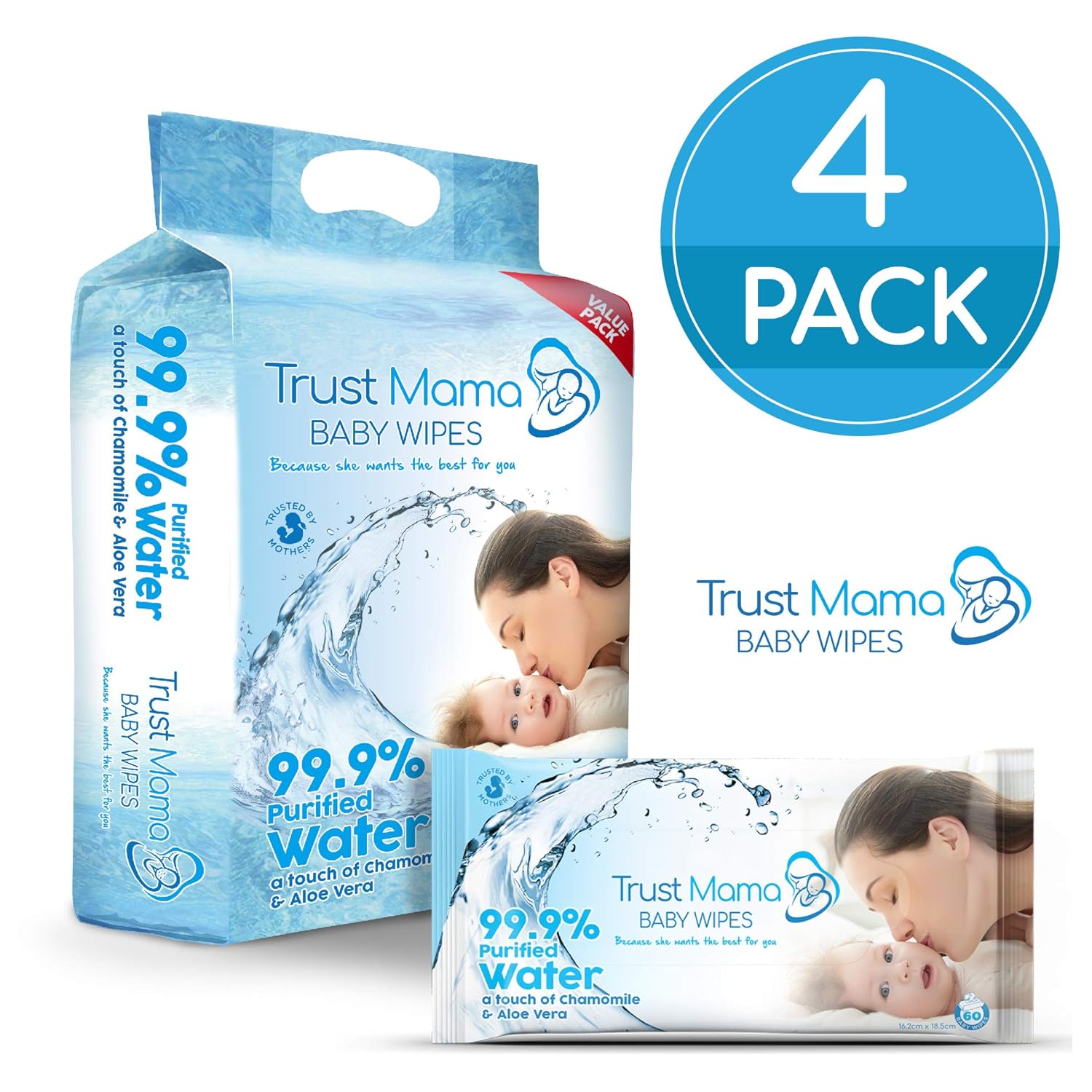 Trust Mama Baby Wipes Complete Clean Extra Sensitive Newborn Skin 99.9