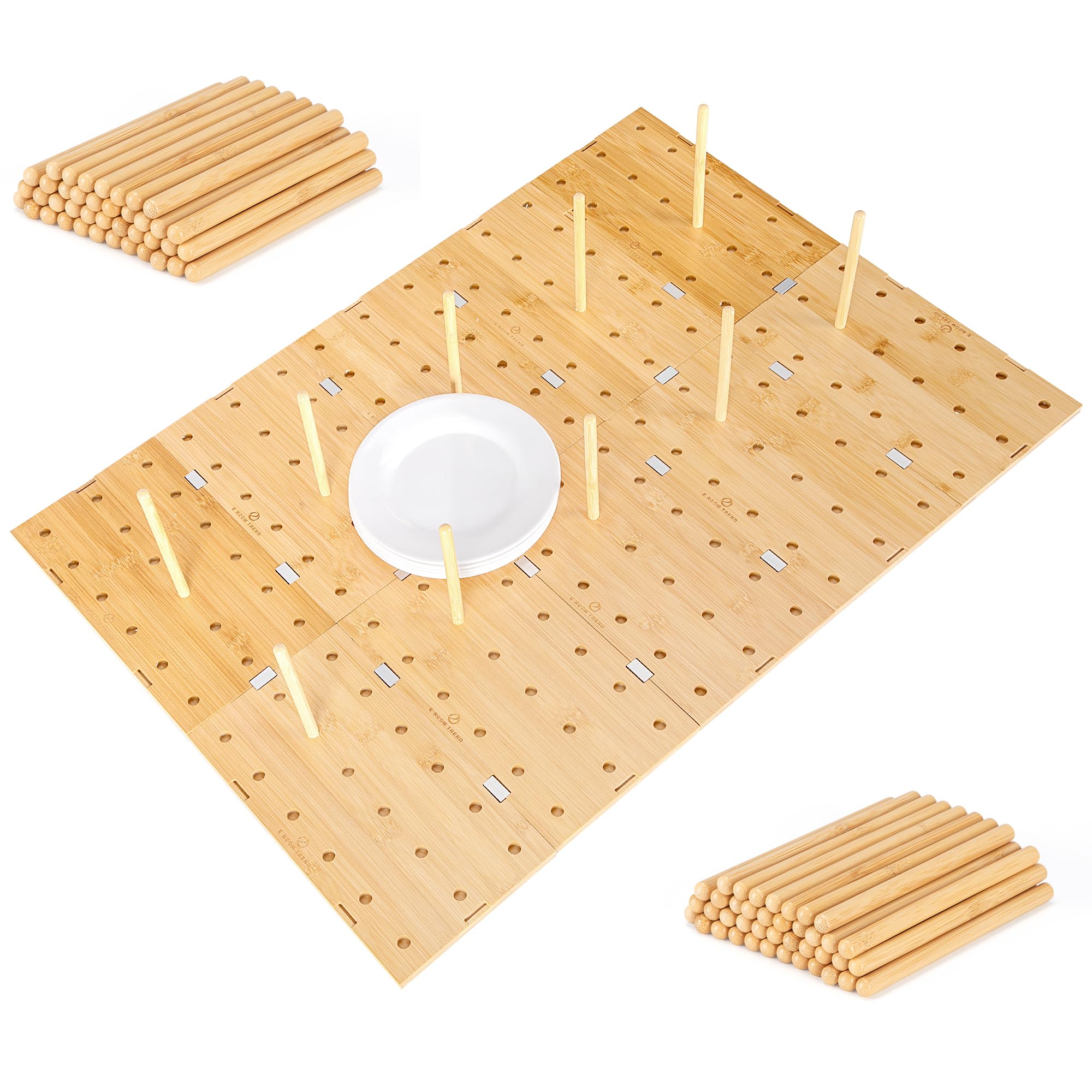 Photo 1 of E-ROOM TREND Peg Board Drawer Organizer for Kitchen (30 * 21 inch) | Kitchen Drawer Organizers for Dishes Plates Bowls Condiment Spice | Pegboard Organizer for Cabinet RV Storage