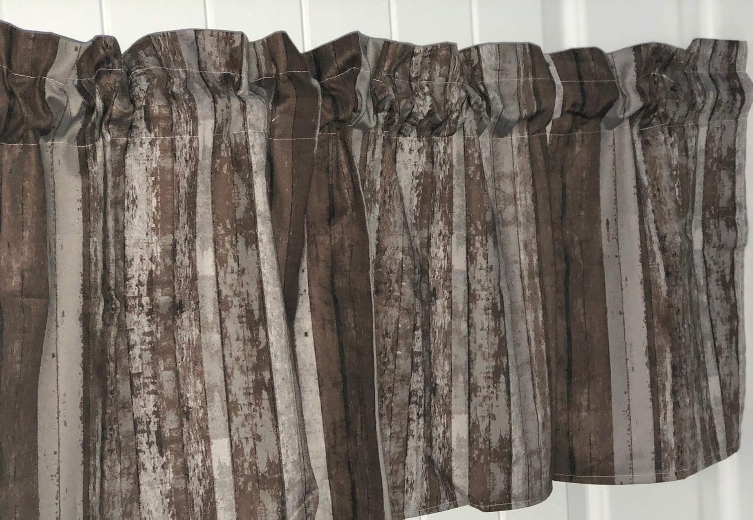 Amazon Com Rustic Brown Barnwood Curtain Valance Handmade