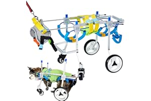 BAKYAR Adjustable 4-Wheel Dog Wheelchair| Pet Wheelchairs with Disabled Hind Legs Walking|Full Support Dog wheelchairs (7-Size) (XSLW)