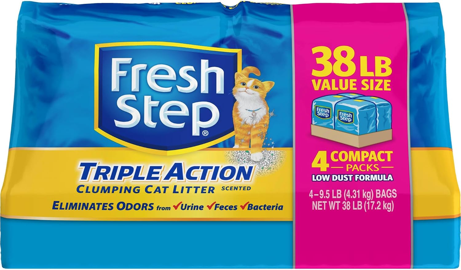 fresh step triple action scented clumping cat litter