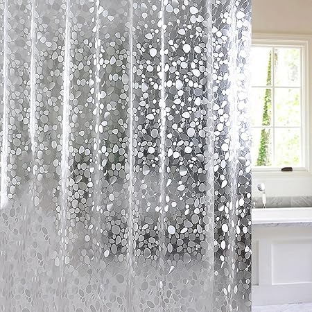PEVA Wasserdichter Duschvorhang, Pebble Semi-transparenter Bad Stall Vorhang als Stand Alone oder Liner verwendet (Transparen