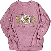 Christian Shirts for Women Faith Religious Sayings T Shirt Bible Verse Inspirational Long Sleeve Tops with Pocket