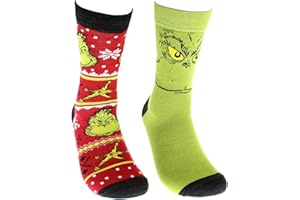 BIOWORLD Dr Seuss The Grinch Grinchmas Adult Holiday Crew Socks 2 Pair