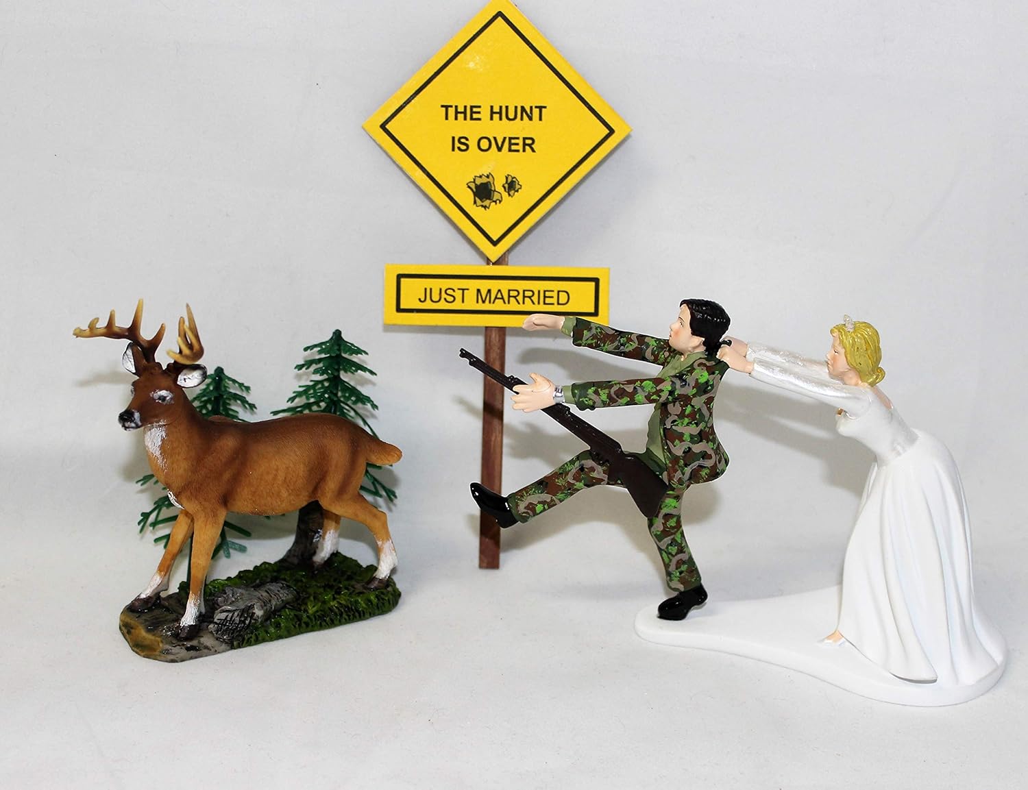 Wedding Reception Party Camo Running Groom Deer Hunter Hunting Cake Topper Home Garden Wedding Supplies