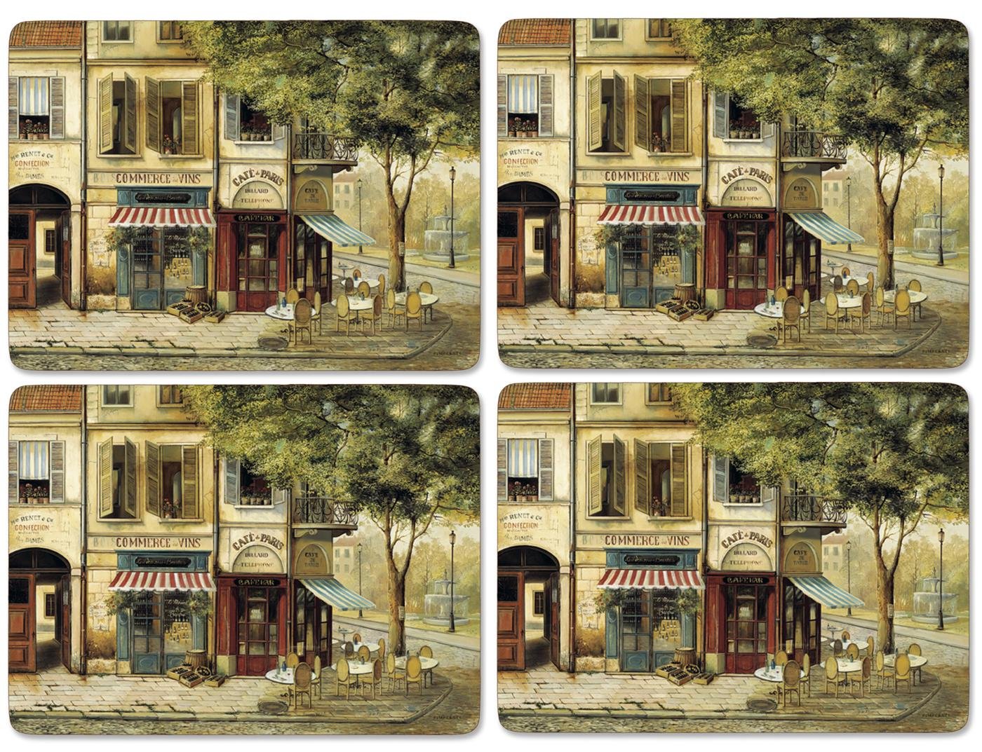 Pimpernel Set of 4 Large Placemats - Cork-Backed Table Mats, Parisian Scenes Design with Heat Resistance & Stain Protection for Everyday Dining, 40.1 x 29cm