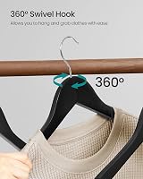 SONGMICS Wooden Hangers 20 Pack Solid Wood Non-Slip 360° Hook Notches CRW02B-20 view 6