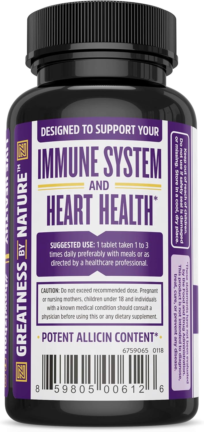 Extra Strength Garlic with Allicin - Powerful Immune System Support Formula - Enteric Coated Tablets for Easy Swallowing - Feel the Allicin Difference - 3 Month Supply: Health & Personal Care