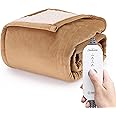 Sunbeam Royal Mink Sherpa Honey Heated Personal Throw / Blanket, Cozy-Warm, Adjustable Heat Settings