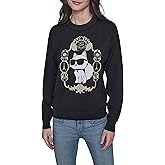KARL LAGERFELD womens Long Sleeve Crew Neck Choupette Baroque Sweater