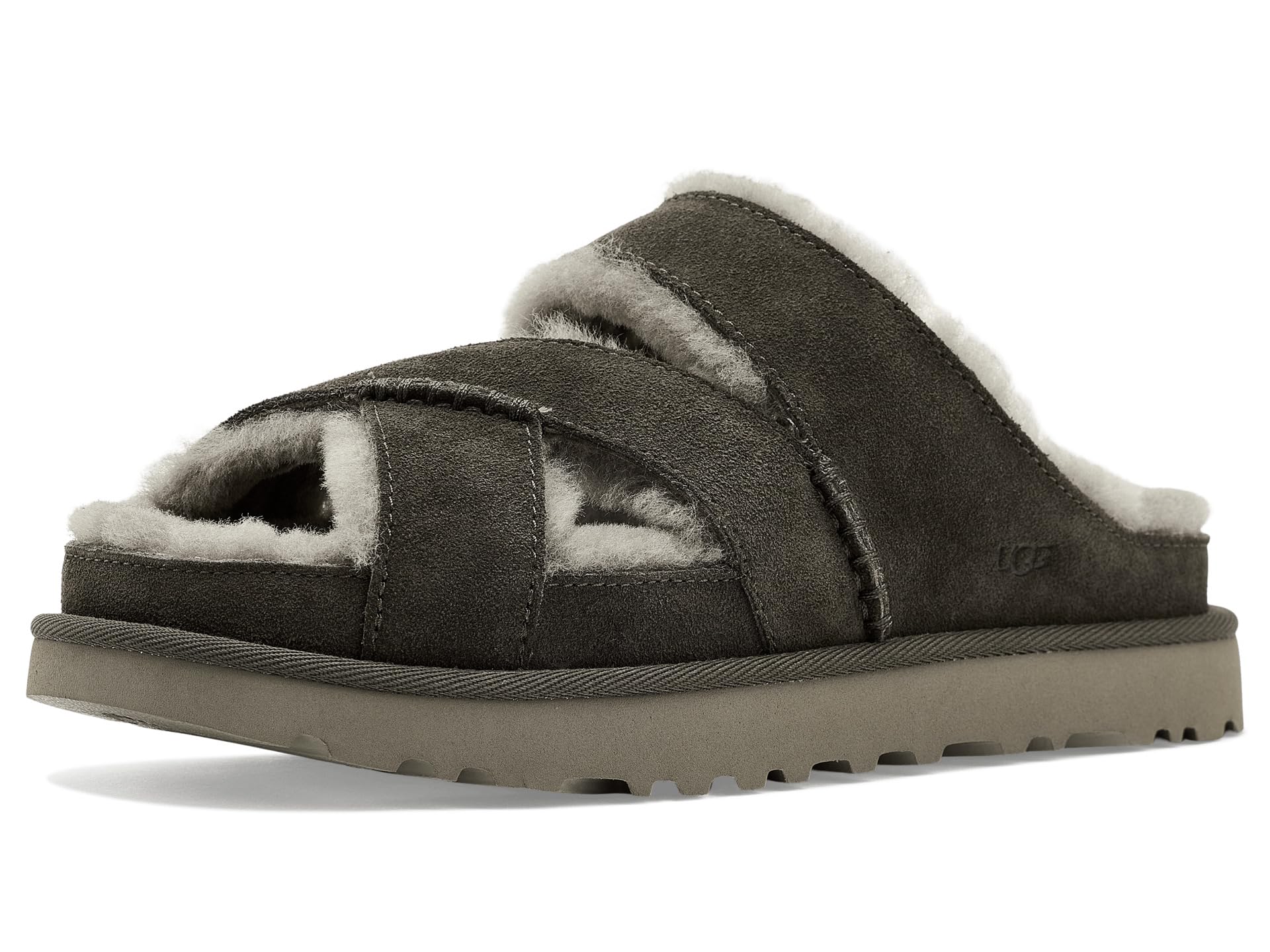 UGG Women’s Greenport Cross Strap Slide Slipper, Dense Smoke, 10