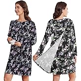 Deyeek Hospital Gowns for Women Open Back Dress Long Sleeve Post Surgery Tear Away Adaptive Nightgowns Dialysis Clothing