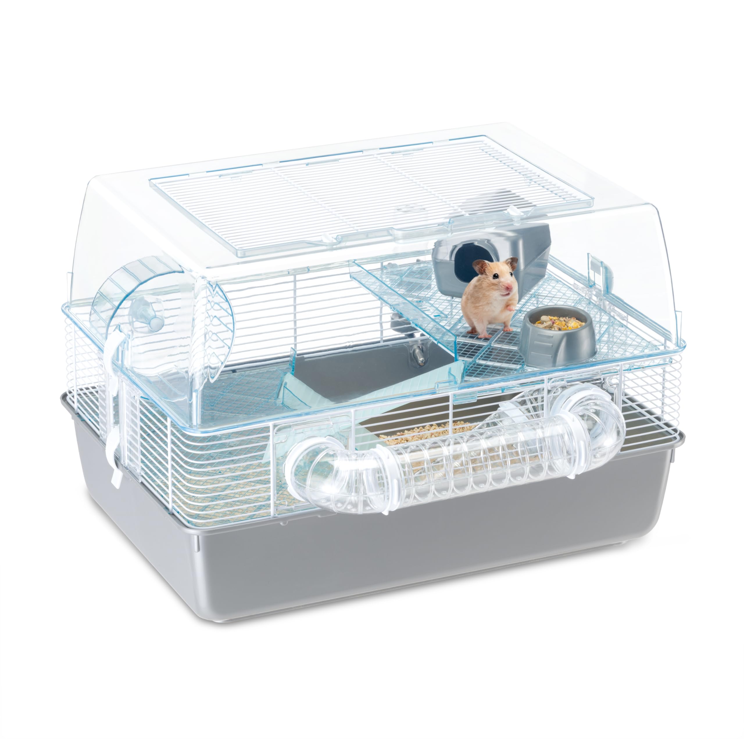 Ferplast DUNA FUN Interactive Multi-Level Hamster Cage - Includes Play Accessories, Tunnel System, and Exercise Wheel, 55x47x37.5 cm