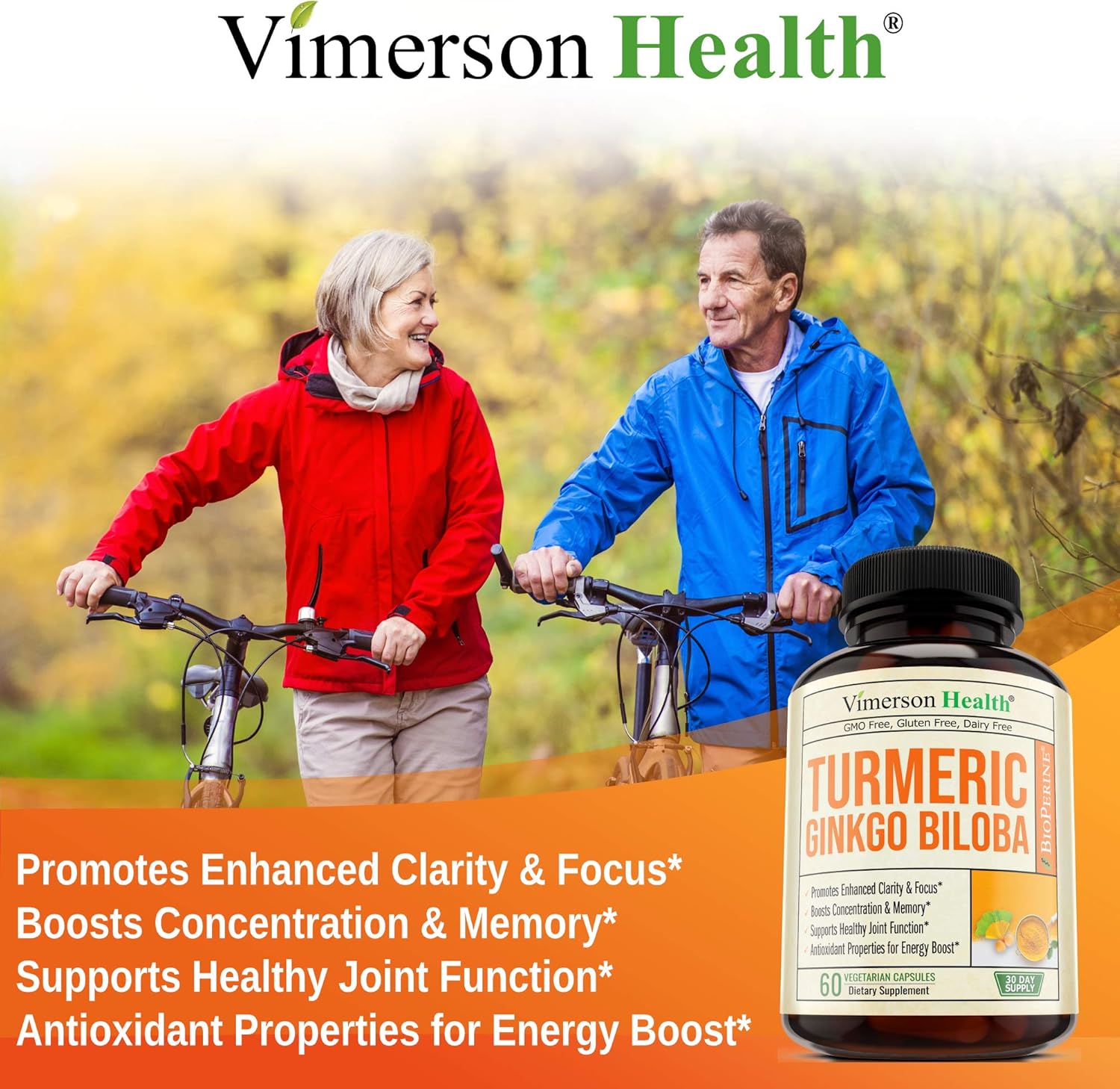 Turmeric Curcumin with Ginkgo Biloba Supplement. Helps Support Healthy Joints and Cartilage. Boosts Focus, Concentration, and Memory. Bioperine for Optimal Absorption. 60 milligrams, 60 Capsules: Health & Personal Care