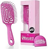 FHI Heat UNbrush Flex Detangling Brush — Ultra-Flexible, Pain-Free Hair Brush Detangler with DuoFlex Anti-Static Bristles for Removing Tangles, Massaging Scalp & Faster Styling - Pink