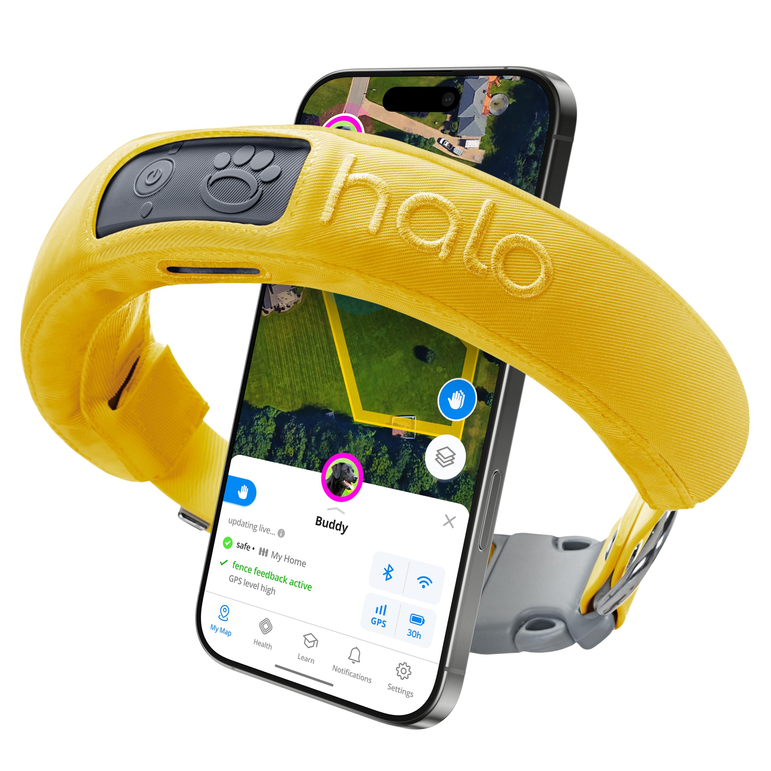 Photo 1 of Halo Collar 3, Multifunctional GPS Wireless Dog Fence & Dog Training Collar with GPS Tracker, Subscription Required, Waterproof, Sunburst (Small)