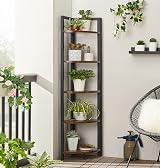 VASAGLE 5 Tier Corner Bookcase Industrial Style Rustic Brown Black LLS803B01 view 3