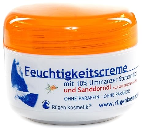 Rügen Kosmetik Feuchtigkeitscreme mit 10% Ummanzer Stutenmilch und Sanddornöl aus biologischem Anbau 50ml