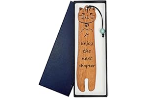 Krinisou Enjoy The Next Chapter Bookmark, Cute Cat Book Mark for Book Lovers, Wooden Book Marker, College Graduation Gifts for Women Her High School Girls