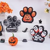 3 Pcs Halloween Decorations Indoor Dog Paw Wooden Wood Sign Decor Holiday Kitchen Dining Home Party Shelf Office Supply