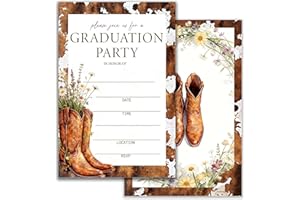 LoaHak Western Graduation Invitation, Cowboy Boots Graduation Party Invite, Rustic Graduation Card, Country Graduation Invita