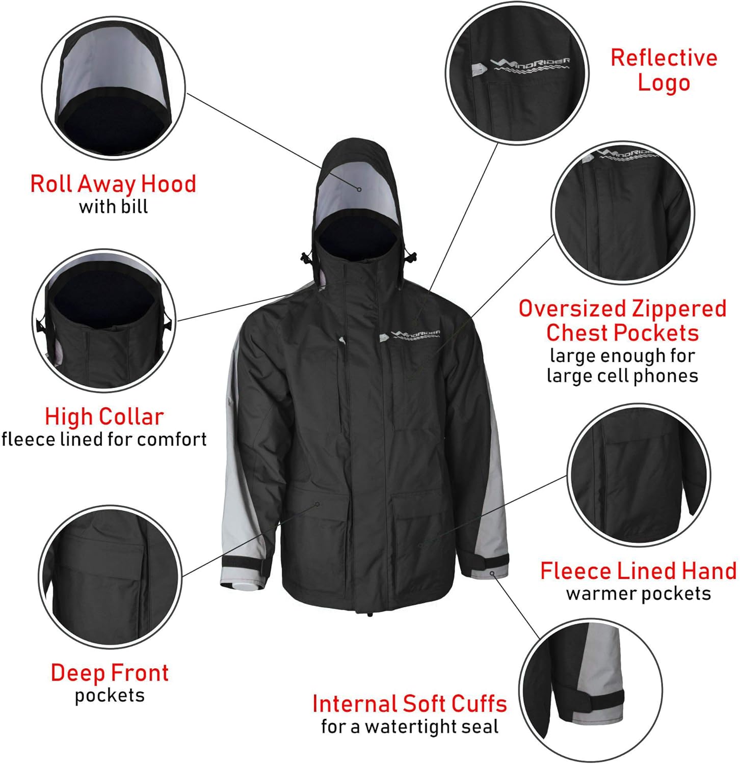 WindRider Pro Rain Jacket | Foul Weather Jacket | Fishing, Sailing, Boating: Clothing