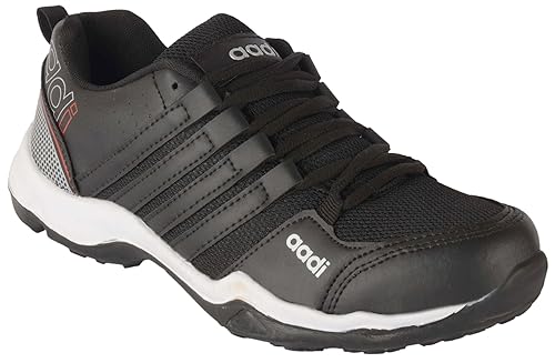 aadi men's black mesh running sport shoes