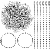 cobee 200Pcs Ball Bead Chain, Extension Ball Chains, Long Bead Connector Clasp Dog Tag Necklace Chain, Adjustable Beads Chains for Jewelry Making for Key Craft DIY