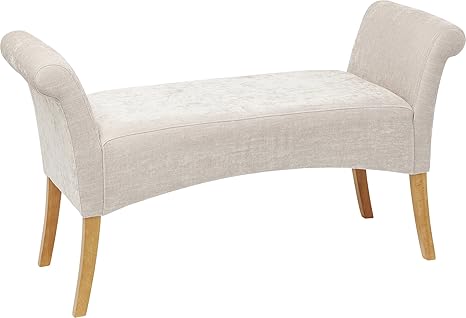 Kare Design Polsterbank Motley Noble, gepolsterte, schmale 2er Sitzbank, kleine Deko Design Stoffschuhbank aus Buchenholz, Be