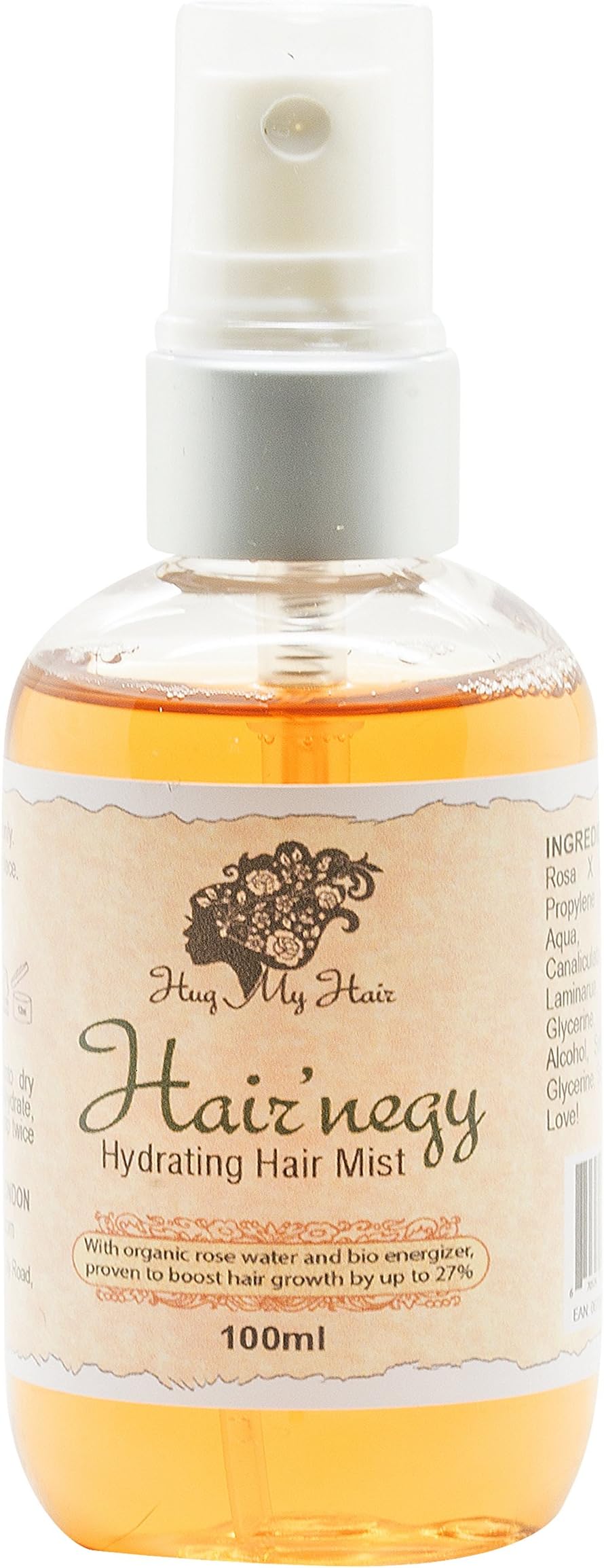 Hair'negy Hydrating Hair Mist by Hug My Hair, Scientifically Proven Formula Moisturise Hair & Nourish the Scalp -Contains 99% Nutritious Active Natural Ingredients - Great for Hijab Hair-Care, Improved Hair-Growth. Up to 27% More Hair Within 8-Weeks!