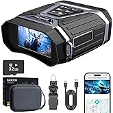 Night Vision Goggles - 4K Night Vision Binoculars with APP Control & GPS, Full HD Video & Photo Recording, Rechargeable Full Color Binoculars for Wildlife, Hunting, and Outdoor Adventures - Grey