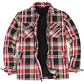 Men's Sherpa Lined Full Zip Plaid Flannel Jacket Shirt,Brushed Cozy Outdoor Work Shacket