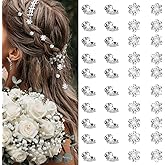 YISSION 40 Pcs Mini Rhinestone Hair Clips Cute Flower Hair Pins Small Crystal Hair Clip Decorative Flower Hair Clips Silver Wedding Bridal Hair Accessories for Girls Women