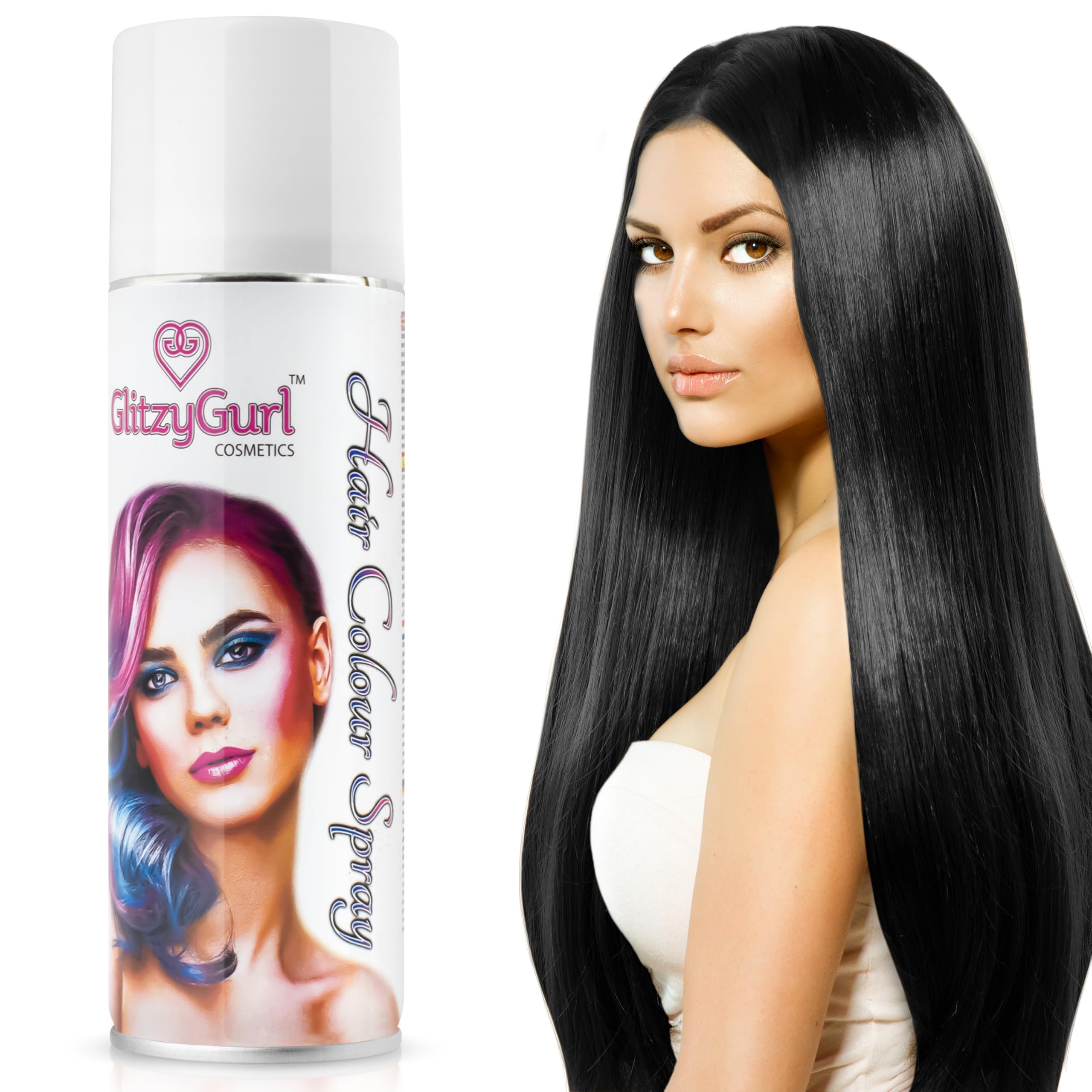 Hair Colour Spray 125ml Temporary Hair Kids Adults Halloween Temporary Dye Made in UK (Black)