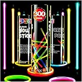 300 Ultra Bright Glow Sticks Bulk Party Pack - Halloween Glow in The Dark Party Favors - 8” Glowsticks Party Supplies Pack Ne