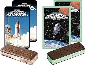 LuvyDuvy Freeze-Dried 2 Neapolitan Ice Cream Sandwiches (Chocolate-Vanilla-Strawberry) & 2 Mint Chocolate Chip | 4 Pack Total