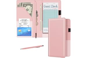 BVYA Server Book for Waitress, 5x9 Inch Server Book with Zipper Pocket, Solid Candy Sweet Leather Server Wallet Organizer Fit