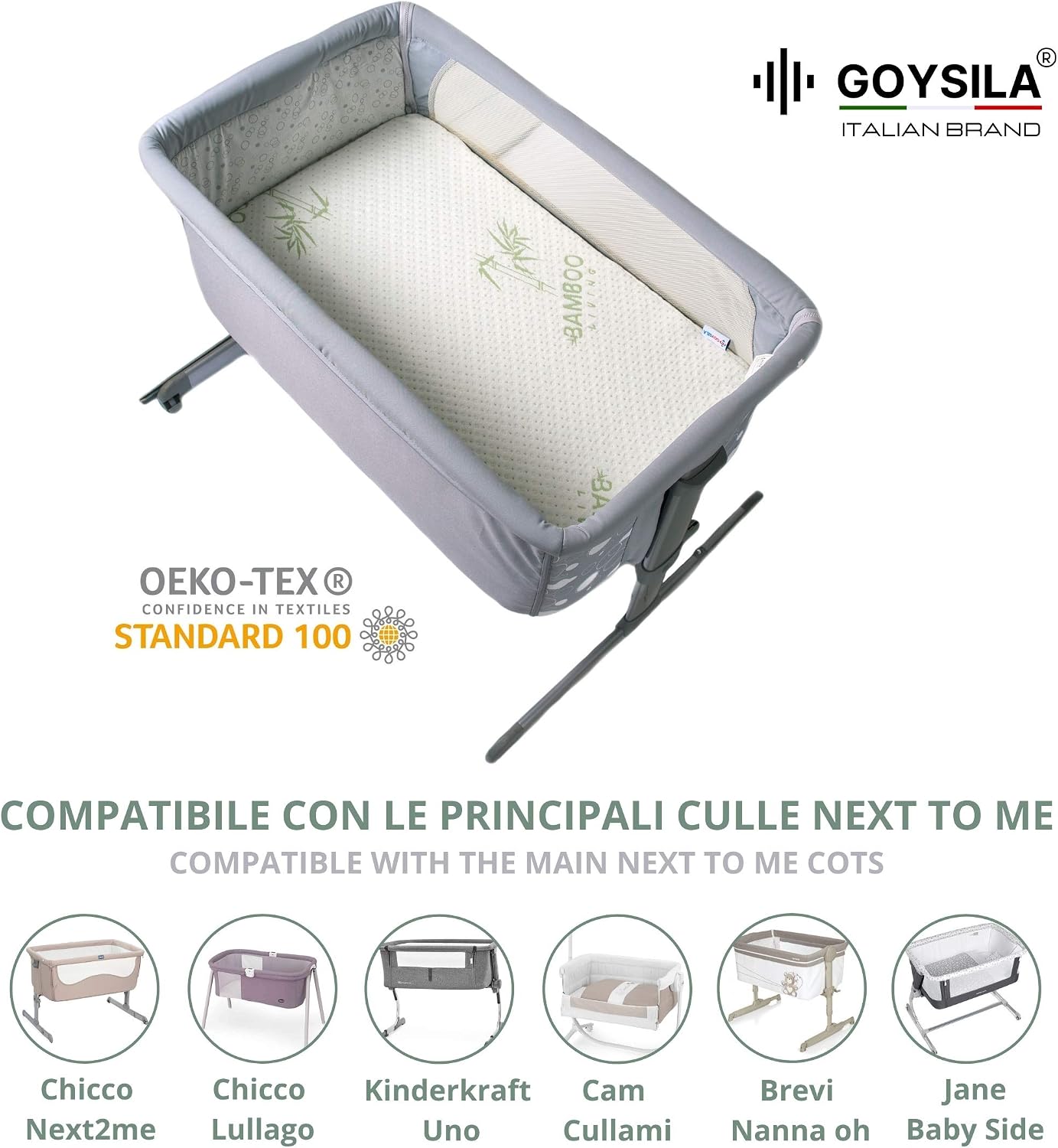GOYSILA Next to Me Baby Crib Mattress Oeko-Tex Certified 80x53x7cm Hypoallergenic Anti Dust Mite Bamboo Cover Compatible Nexttome Cosleeping Cot Next2Me Babylo Cozee Lullago Magic - Image 5