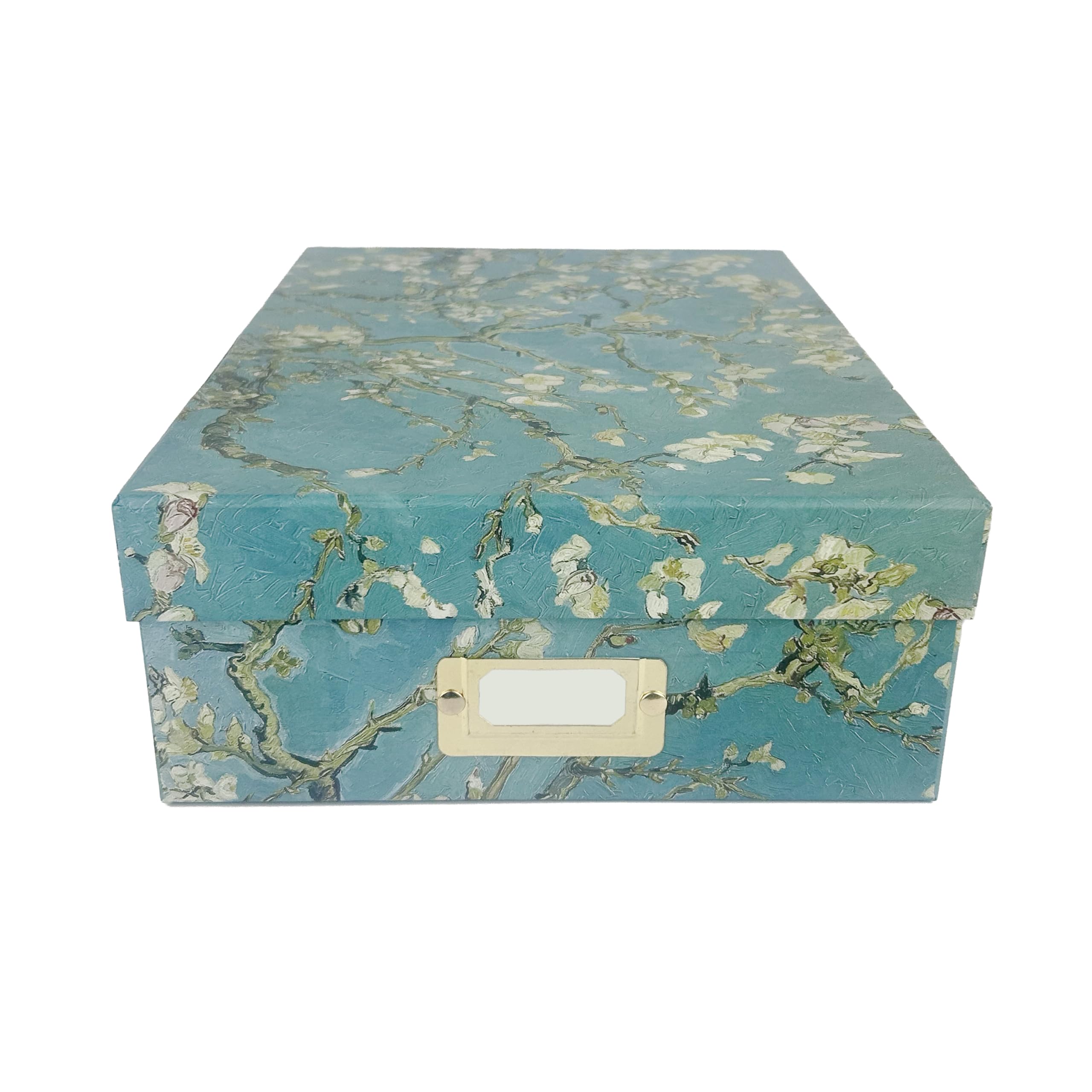 Almond Blossom A4 Storage box | Decorative Storage Box with Van Gogh Design | Home Office | Cardboard Storage Boxes with Lids | Storage Box with Lid | Storage Boxes Cardboard