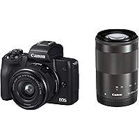 Canon ミラーレス一眼カメラ EOS Kiss M(ブラック)・ダブルズームキット EOSKISSMBK-WZK