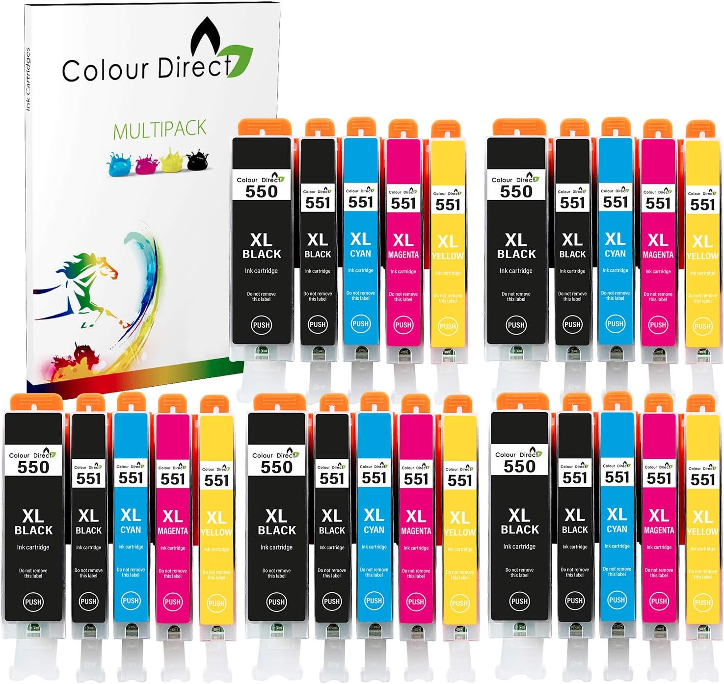 Colour Direct 550 551 Compatible Ink Cartridges for Canon Pixma iP7250 MG5650 MX925 MG6450 iX6850 MG5550 MX920 MX725 iP8750 MG6350 MG5450 MG6650 PGI-550XL CLI-551XL
