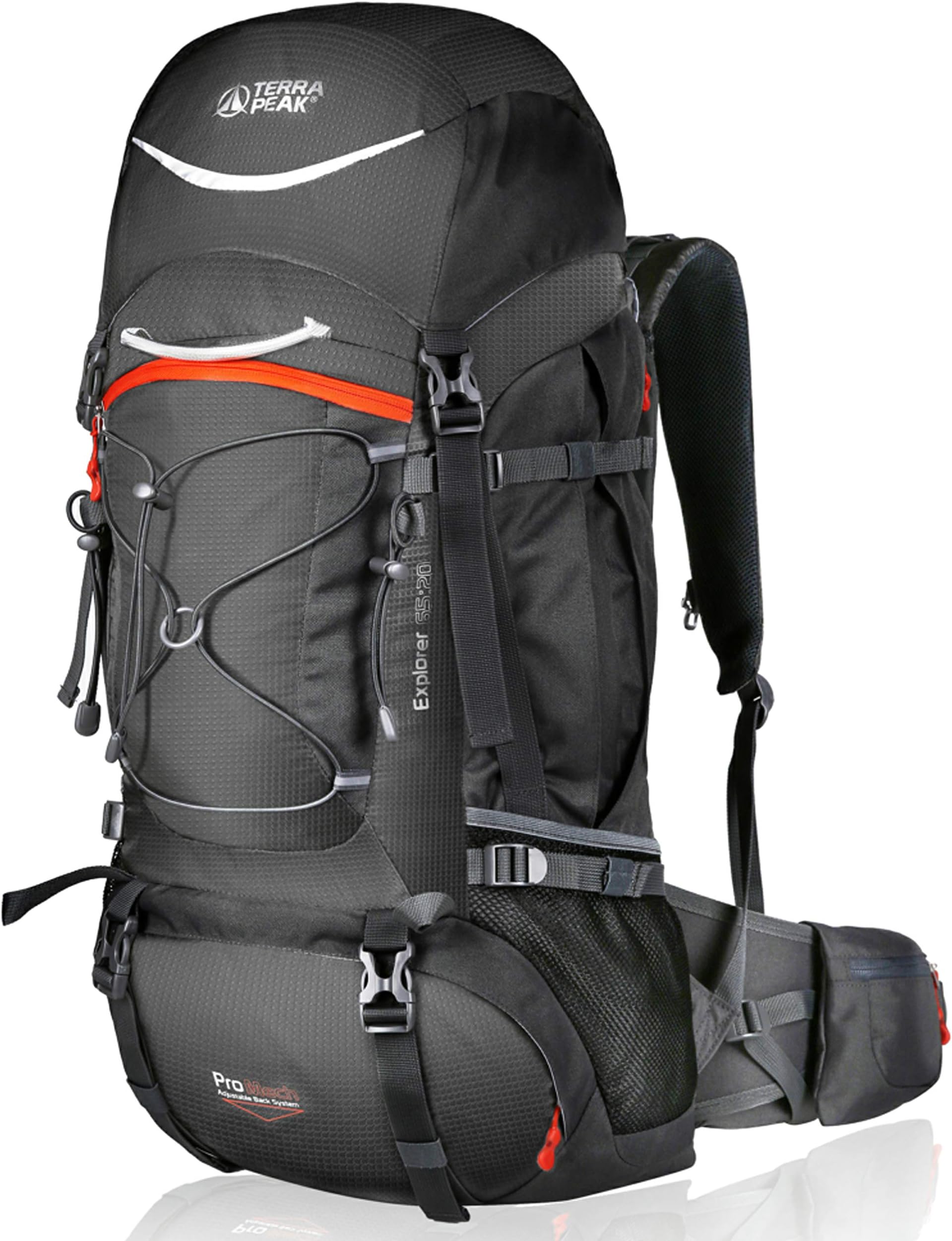 TERRA PEAK Adjustable Hiking Backpack 55L/65L/85L+20L for Men Women