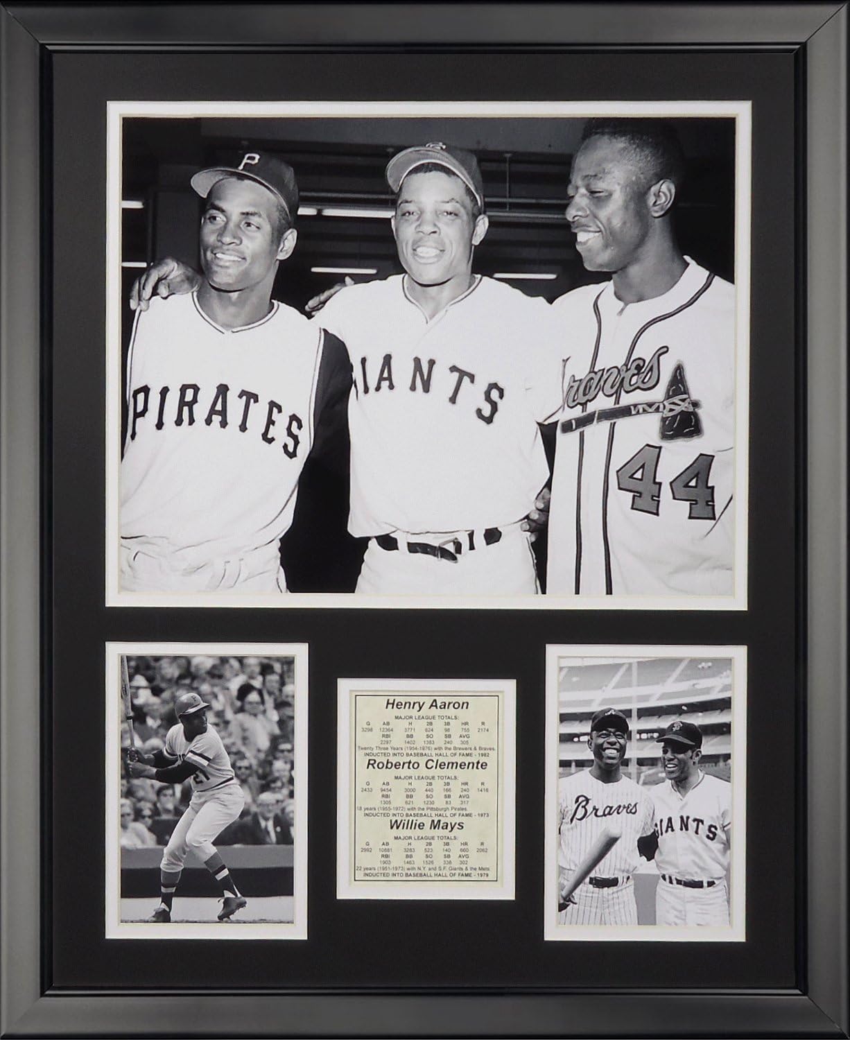 Photographs - Legends Never Die Hank Aaron Roberto Clemente & Willie Mays Framed Photo Collage, 16