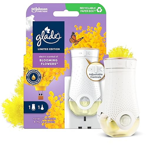 Glade Plug in Air Freshener Holder and Refill, Electric Scented Oil Room Air Freshener, Blooming Flowers, 20ml
