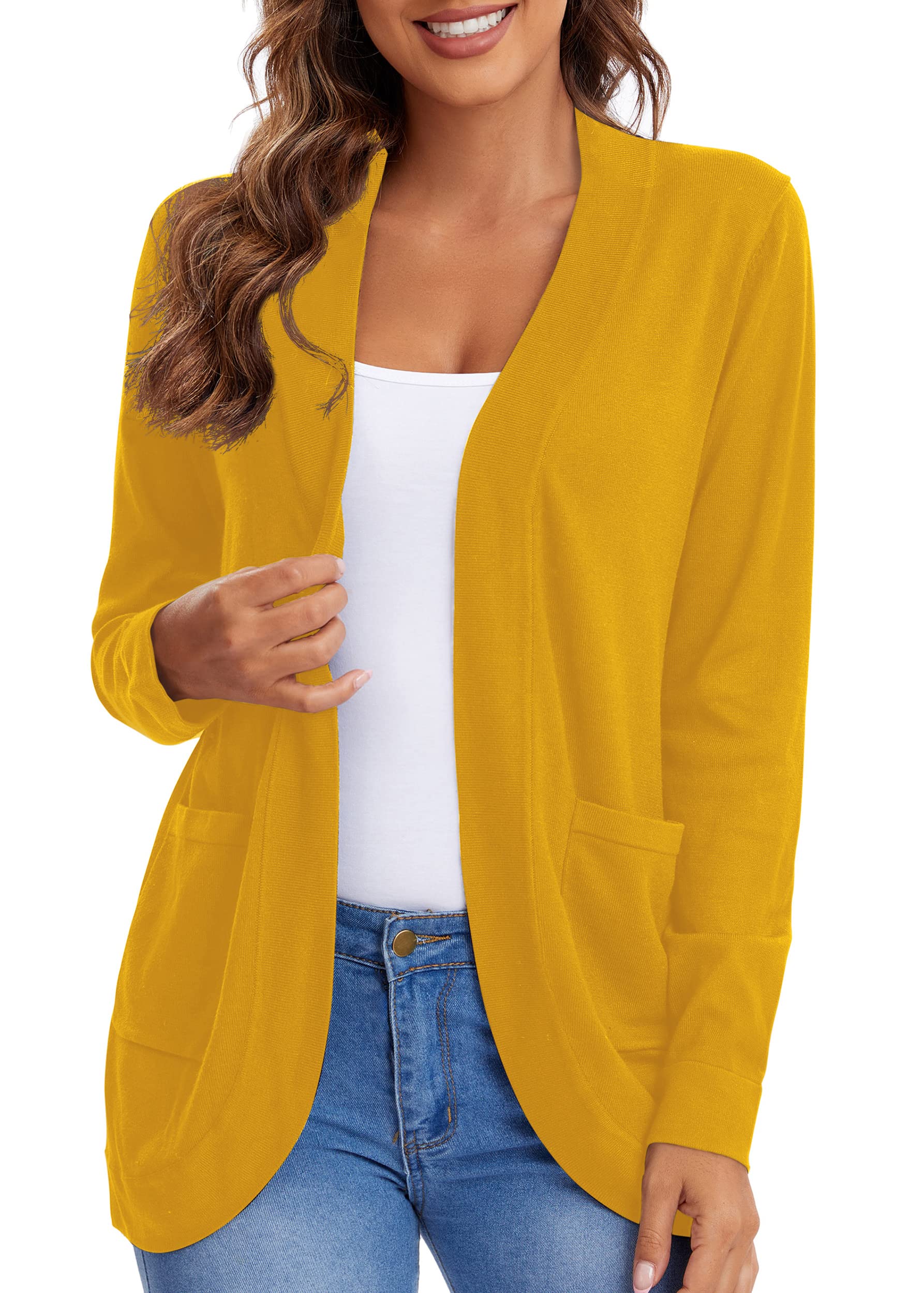 Curved Hem Open Front Cardigans
