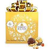 Ferrero Rocher, 6 Count, Premium Gourmet Milk Chocolate Hazelnut, Luxury Chocolate Holiday Gift, Individually Wrapped, 2.6 Oz