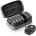 AUVON Canvas Bag Travel Pill Organizer 2 Times a Day, Large AM/PM Weekly Pill Box 7 Day Pill Case with Portable Gray Zipper Cloth Bag for Holding Supplements, Vitamins and Fish Oils