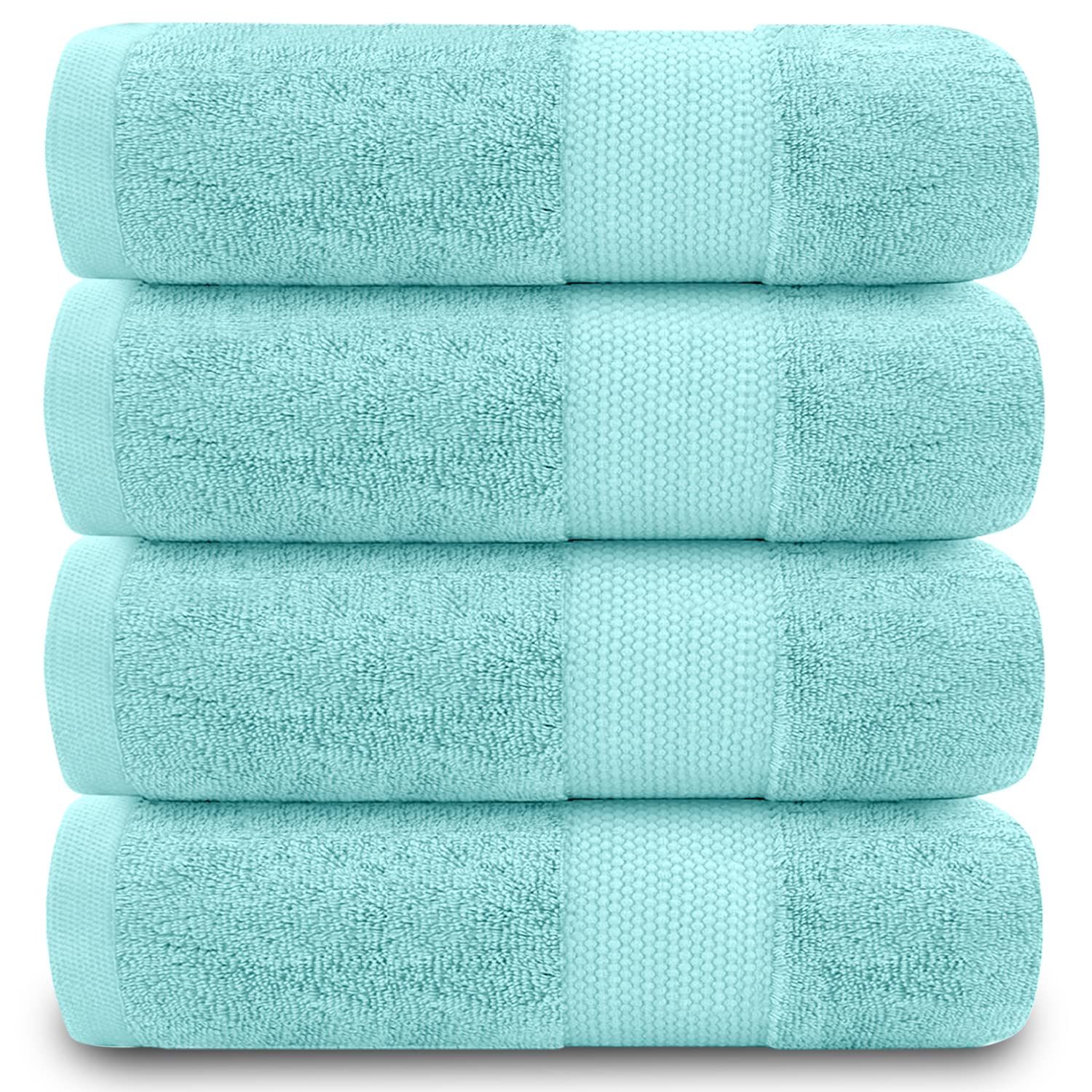 GC GAVENO CAVAILIA Fade Resistant Bathroom Towels Set, 700 GSM Premium Quality Extra Absorbent 100% Cotton Bath Towel, Turquoise, 4PK Hand Towel, 555391