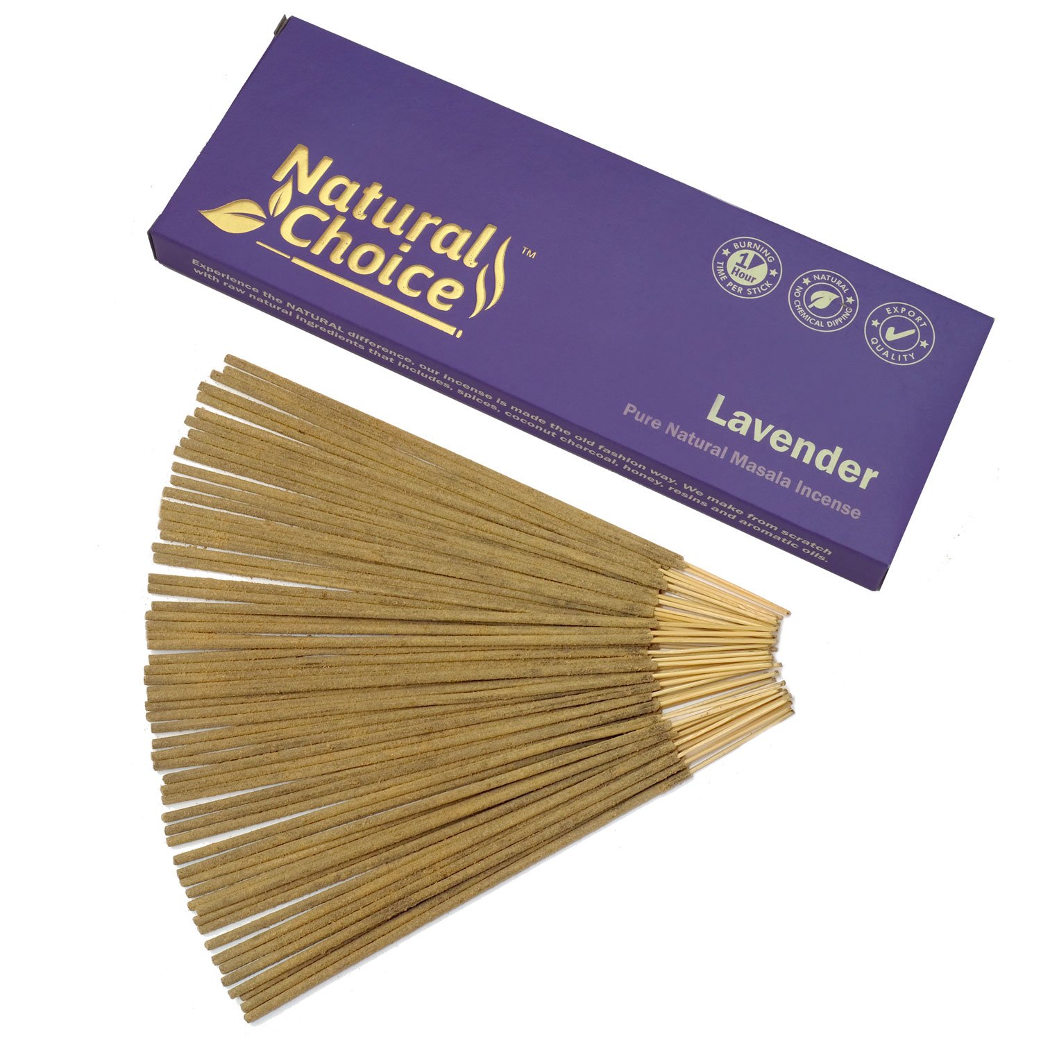 Natural Choice Incense Lavender Incense Sticks 100 Grams, Low Smoke Traditional Incense Sticks Made from Scratch, Never Dipped — image 1