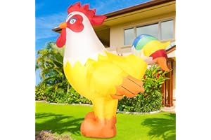 DeeKom 6FT Christmas Rooster Inflatables Blow up Animals Cute Chicken Cock, Decorations Outdoor Yard Built-in LED Lights Big Large Decor Party Farm Lawn Holiday Outside